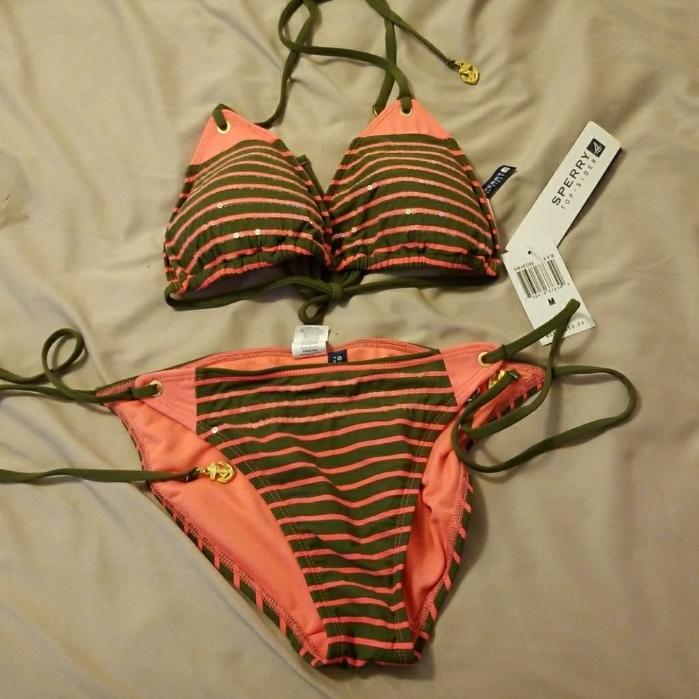 New Sperry bikini set top small bottom medium